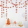 Rose Gold Glitter Círculo Dot Garland Bandeira de papel de suspensão de Fundo Natal Decoração do casamento da festa de aniversário Chuveiro