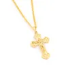 fjxp24k Gold Jesus Cross Pendant Necklace Gold Color Women Men Jewelry Religious Cross Ne