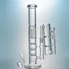 2020 Triple Percolators Ice Pinch Glass Bong Oil Dab Rigs Vattenrör 18mm Kvinna Joint med skål och askfångare