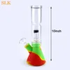 China groothandel waterpijp glas roken tabak pijp 10 Inch rechte buis water bong met siliconen bodem en 14mm kom