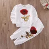 Brand New Toddler Infant Bambini 2 PZ Ragazze Paillettes Rosa Abiti Vestiti T Shirt Pantaloni Lunghi Set Tuta Casual Set 2-7Y