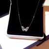 New Fashion Korean Pendant Necklaces Trend Exquisite Super Flashing Rhinestone Butterfly Clavicle Short Necklace