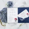 Cartes d'invitation de mariage découpées au Laser bleu marine, nouveau Design, carte d'invitation de mariée personnalisée