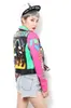 Women's Pu Leather Jackets Graffiti Skull Print Punk Motorcycle Biker Badge Zip Rivet Contrast Color Woman's Coats Waist Outerwear YK004