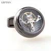 Rörelse Tourbillon manschettknappar för herrar Lepton Högkvalitativ mekanisk klocka Steampunk Gear Cuff Links Relojes Gemelos T19302L