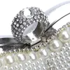 Designer-Finger Ring Rhinestones Wedding Handbag Heart Shaped Diamonds Women Evening Bags Chain Axel Purse Day Pärled Liten PU202B