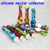 smoking Printing Silicone Nectar with 14mm joint quartz nail Nectars Kit Oil Rig Glass bong