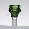 Färgglada Big Skull Style Herb Holder 14mm / 19mm Joint Glass Bowl Glass Slide Röktillbehör för glas Bong Oil Rings Rökning Verktyg 057