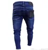 Hommes Side Zipper Jeans Streetwear Hip Hop Summer Casual Denim Hole Long Pantalon Skinny Straight Jeans