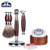 Men Luxury Shaving Gift Gares Kit de doble borde de seguridad Badger Badger Soporte de pincel de afeitado Presidente de afeitado Tazón de jabón J190718172e