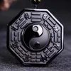 100 Black Obsidian Stone Pendant Carved YinYang Gossip Eight Diagram Pendant Beads Necklace Gift for Men Jewelry Chain Y1893401183