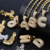 Hip Hop Cubic Zircon Drip Iced Out Bubble Letters Chain Pendants & Necklaces For Men Women Jewelry with Rope Chain