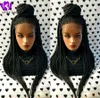 200density full Black Lace frontal cornrow Wigs High Temperature Fiber Hair Synthetic Lace Front Wig Long Braided Box Braids Wigs 1209204