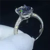 Vecalon 100% Real 925 Sterling Silver Court Promise Ring Oval Cut 3CT 5A Zircon CZ Engagement Bröllop Band Ringar för Kvinnor Män