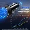 3.1A Car Charger Dual USB Universal Chargers for iPhone Samsung Huawei Xiaom Digital Display Phone