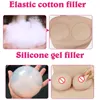 Muziekdichter Food Grade Silicone E Cup Borstvorm Zijden Katoen met vloeibare siliconen gevulde borstprothese voor crossdresser nep borst slepen q