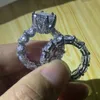2020 New Arrival Unique Vintage Jewelry 925 Sterling Silver Couple Rings Round Cut White Topaz CZ Diamond Women Wedding Bridal Rin213j