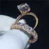 choucong Luxury Lovers Ring set 925 Sterling Silver Oval cut 3ct Diamond cz Party Wedding Band Rings For Wome men Jewelry Gift3424713