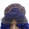 Wigs Wholesale Deep Curly Lace Front Wig blue Hair Heat Resistant Fibers Synthetic Lace Front Wig Glueless Half Hand Tied for All Women