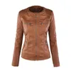 Mode-Dames PU Lederen Jas Hooded Revers Rits Zakken Verwijderbare Jassen Coat Plus Size S-7XL Gratis verzending