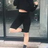 Pantaloncini da motociclista neri sexy pantaloncini da donna elasticizzati a vita alta streetwear skinny fitness jogger coreano pantaloni sportivi da femme estivi
