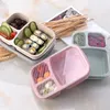 Boîte à Bento en paille de blé à 3 grilles avec couvercle, boîte à aliments pour micro-ondes, conteneur de stockage biodégradable, boîtes à Bento à déjeuner Lunch Box8123555