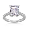 AINOUSHI EXKLUSIVES 3 Karat Rechteck Emerald Cut Engagement Ring für Frauen Hochzeit Band 925 Festes Sterlingsilber Y200106