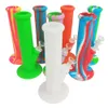 Bongs et tuyaux en silicone de 10 "avec bol en verre Achetez des tampons de cire de fumée pliables incassables huile de tabac aux herbes sèches tuyau d'eau à tube droit