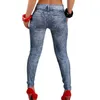 Kvinna denim penna byxor sträcka midja kvinnor jeans smala jeans för kvinnor mager hög midja