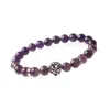 Natural preto masculino Lava Rock Beads Leão de Ouro Bead Charm Bracelet 8mm