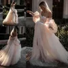 2020 Tulle vestidos de casamento Lanterna manga comprida Fairytale Campo Off the Shoulder casamento querida Neck Lace vestidos de noiva