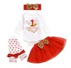 Enfants Vêtements Ensembles Nouveau-né Saint Valentin Barboteuses Jupes Jambières Costumes Filles Manches Longues Combinaisons Tulle Tutu Jupes Chaussettes Tenues C7187