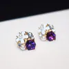 Bardzo piękny modny luksusowy projektant kolorowy kryształowy kwiat diamentowy cyrkon Pearl Super błyszczące kolczyki dla kobiety Silve4822060