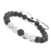 Neue Ankunft 8MM Lava Rock Charm Armbänder Weiß Türkis Naturstein Frauen Perlenarmband Armreif für Herren verstellbares handgefertigtes Juwel