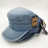 Fashion military hat for women and men adjustable jeans flat cap summer snapback hat army cap2763650