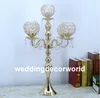 Alto de Cristal de casamento 5 vela candelabro suporte de vela suporte de metal candelabro decoração de casamento peça central decor387