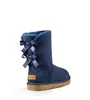 Designer-kle short bow fur boot for winter chestnut women winter shoes size 36-41 free shipping