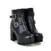 Hot Sale- Luxury White Black Buckle Chunky Heels Motocycle Booties Come With Box