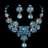 6 colors women Bling Crystal Bridal Jewelry Set silver diamond Wedding statement necklace Dangle Earrings for bride Bridesmaids Ac2365094