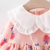 Toddler Baby Kids Girls Abiti per Princess Autumn Dress Cute Ruffles Doll Collar Fragola
