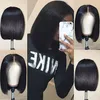 新しいボブレースフロント人毛ウィッグベビーヘア事前摘み取られたブラジルのレミーヘア自然な生え際ストレートショートボブかつら黒人女性のための