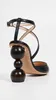 Heiße Sale-Damen-Sandalen-Schuhe Les Camil Holz-Pumps aus Wildleder mit runden, spitzen Zehen und Riemen mit geometrischem Absatz