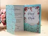 Invitaciones de boda de bolsillo cortadas con láser, tarjeta de invitación de cumpleaños de matrimonio personalizada triple plegada con flores (solo cubierta de invitación)