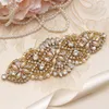 Missrdress Bridal Dress Sash Belt Gold Crystal Rhinestones Pearls Wedding Belt and Sash for Women Dresses YS848241D