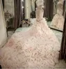 volants en cascade cristal sirène robes de mariée plus la taille chérie laceup corset africain brillant église mariage gown321Y