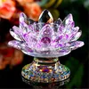 Feng shui Quartz Crystal Lotus Flower Crafts Glass candle holder Ornaments Figurines Home Wedding Party Decor Gift Souvenir