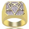 Gold 18K Weiß Zirkonia Designer Geometrische Ring Band Hip Hop voller Diamant Iced Out Liebhaber Ringe Schmuck Geschenke für Männer Großhandel