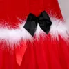 ハロウィーン衣装のドレス衣装クラブウェア女性のミスサンタホワイトファートリムコルセットトップフリルチュチュスカートダンス衣料品セットレッドブラック