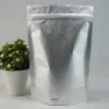 19x29+5cm 100pcs/lot Stand Up Silver White Pure Aluminium foil Ziplock bag, Self-standing Plastic Zip Pouch Reusable, Soybean Packing Bags