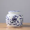 porcelain powder storage pot ceramic pot sealing pot general small ceramic powder mini tea canister Blue and white